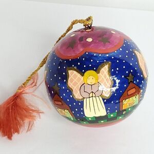 Hand Painted Ball Ornament Angels Christmas Nativity 2.5"
